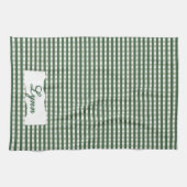 Klassisches Grün-Weiß-Gingham | Personalisierter N Geschirrtuch (Horizontal)