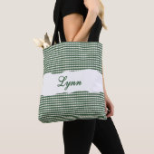 Klassisches Grün-Weiß-Gingham | Personalisierter N Tasche (Von Nahem)