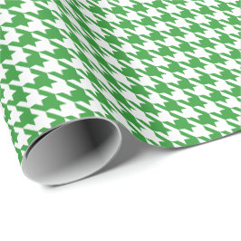 Klassisches Grün-Weiß-Hahnentritt-Muster Geschenkpapier