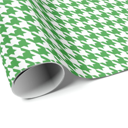 Klassisches Grün-Weiß-Hahnentritt-Muster Geschenkpapier (Rolleneckpunkt)