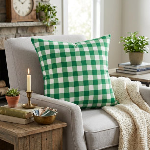 Klassisches grün-weißes Gingham-Karo Kissen