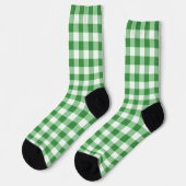 Klassisches grün-weißes Gingham-Karo-Muster Socken (Linkes Detail)