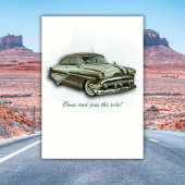 Klassisches grünes Auto wird 50 Einladung