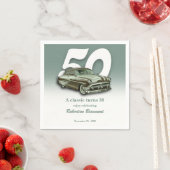 Klassisches grünes Auto wird 50 Jahre alt Serviette (Beispiel)