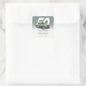 Klassisches grünes Auto wird 50 Quadratischer Aufkleber (Tasche)