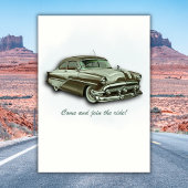 Klassisches grünes Auto wird 60 Einladung