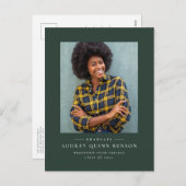 Klassisches grünes Foto Abschluss Einladung Postka (Vorne/Hinten)