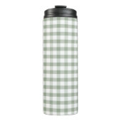 Klassisches grünes Gingham modernes Monogramm Thermosbecher (Vorderseite)