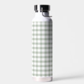 Klassisches grünes Gingham modernes Monogramm Trinkflasche (Links)