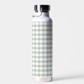 Klassisches grünes Gingham modernes Monogramm Trinkflasche (Rechts)