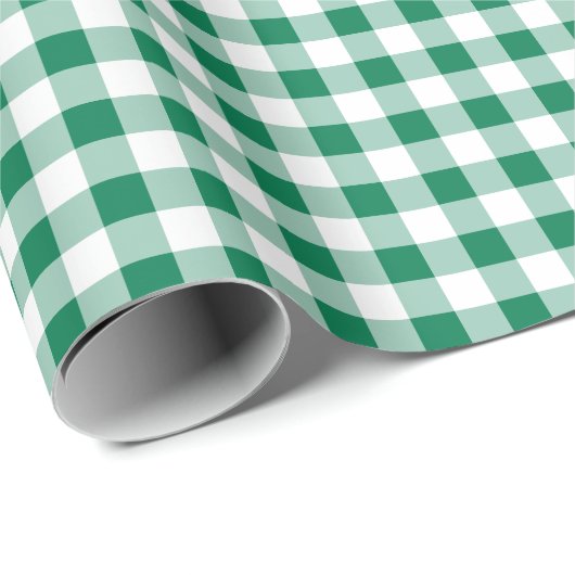 Klassisches grünes Gingham-Nahtlosmuster Geschenkpapier (Rolleneckpunkt)