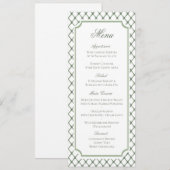 Klassisches grünes Gittermuster-Hochzeitsmenü Save The Date (Vorne/Hinten)