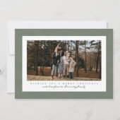 Klassisches grünes Herringbone-Foto Weihnachten (Vorderseite)