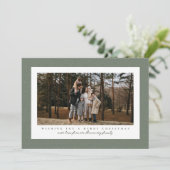 Klassisches grünes Herringbone-Foto Weihnachten (Stehend Vorderseite)