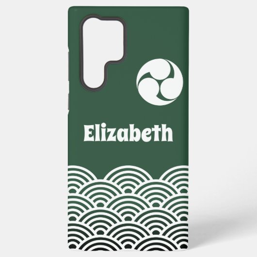 Klassisches grünes japanisches Wellenmuster mit Ih Samsung Galaxy Hülle (Rückseite)