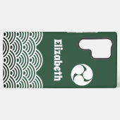 Klassisches grünes japanisches Wellenmuster mit Ih Samsung Galaxy Hülle (Rückseite (Horizontal))