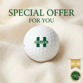 Klassisches grünes Monogramm & benutzerdefinierter Golfball