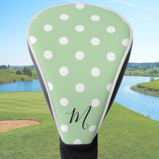 Klassisches grünes Muster Monogramm Polka Punkt Golf Headcover