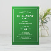 Klassisches grünes Party für Rentenzahlungen Einladung (Stehend Vorderseite)