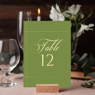 Klassisches grünes Rahmen-Hochzeitstisch-Nummernsc Folieneinladung