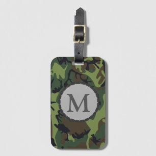 Klassisches grünes Tarnmuster-Monogramm Gepäckanhänger