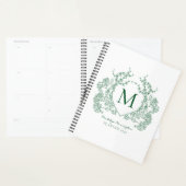 Klassisches grünes vintage-blumenwappen-Monogramm Planer (Anzeige)