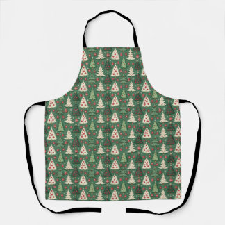 Klassisches grünes Weihnachtsbaum-Muster für die F Schürze