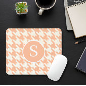 Klassisches Hahnentrittmuster Peachy Coral & White Mousepad