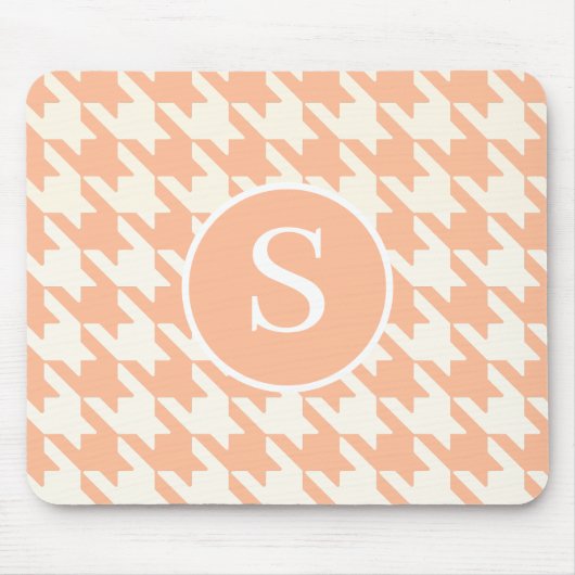 Klassisches Hahnentrittmuster Peachy Coral & White Mousepad (Vorne)