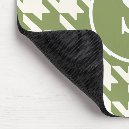 Klassisches Hahnentrittmuster-Sage-Grün/Weiß-Monog Mousepad (Ecke)