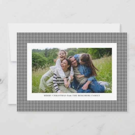 Klassisches Hahnentrittmuster schwarz-weiß Feiertagskarte (Vorderseite)