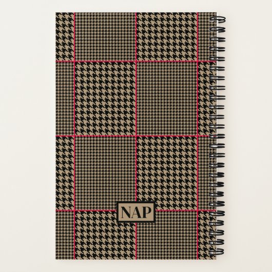 Klassisches Hahnentrittmuster Schwarzer Taupe Hot Notizblock (Rückseite)