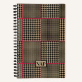 Klassisches Hahnentrittmuster Schwarzer Taupe Hot Notizblock (Vorderseite)