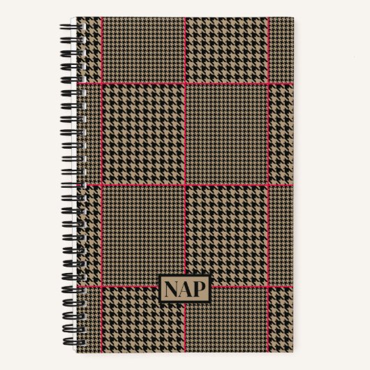 Klassisches Hahnentrittmuster Schwarzer Taupe Hot Notizblock (Vorderseite)