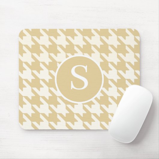 Klassisches Hahnentrittmuster Tan Beige & White Mo Mousepad (Mit Mouse)