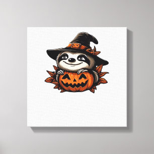 Klassisches Halloween-Faultier-Kürbis-Festtags-T-S Leinwanddruck