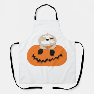 Klassisches Halloween-Kürbis-Faultier-T-Shirt Schürze
