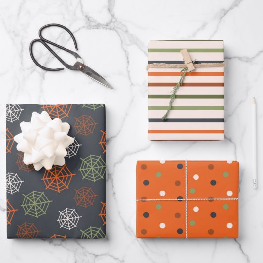 Klassisches Halloween-Muster Geschenkpapier Set (Vorderseite)