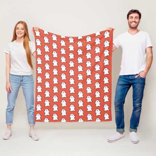Klassisches Halloween Orange und White Ghost Fleecedecke (Beispiel)