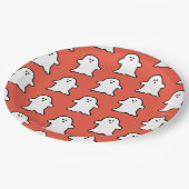 Klassisches Halloween Orange und White Ghost Pappteller (Schrägansicht)