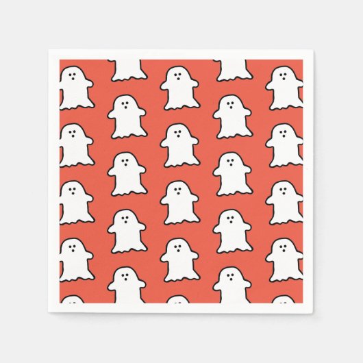 Klassisches Halloween Orange und White Ghost Serviette (Vorderseite)