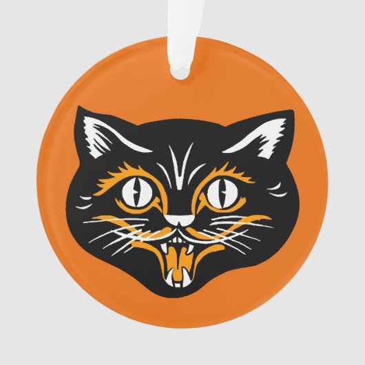 Klassisches Halloween-Schwarzes Katzengefecht Oran Ornament (Vorderseite)