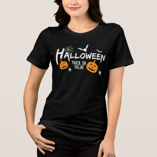 Klassisches Halloween: Trick oder Treat Tri-Blend Shirt (Vorderseite)
