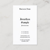 Klassisches handgeschriebenes Skript Schwarz-weiße Visitenkarte (Rückseite)