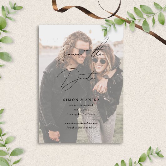 Klassisches Handwriting-Script-Foto Hochzeit Save The Date
