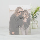 Klassisches Handwriting-Script-Foto Hochzeit Save The Date (Stehend Vorderseite)