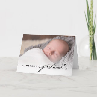Klassisches Handwriting-Skript Baby's First Weihna Feiertagskarte