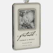 Klassisches Handwriting-Skript Baby's First Weihna Rahmen-Ornament Silber (Rechts)