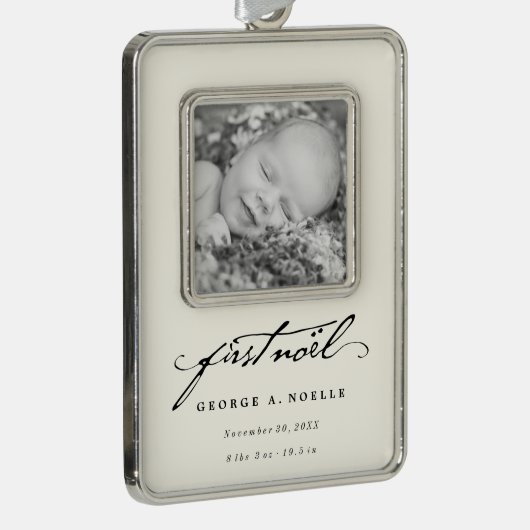 Klassisches Handwriting-Skript Baby's First Weihna Rahmen-Ornament Silber (Rechts)