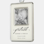 Klassisches Handwriting-Skript Baby's First Weihna Rahmen-Ornament Silber (Links)